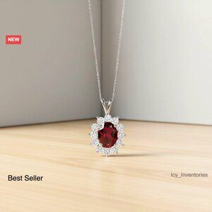 14K White Gold Gemstone Halo Pendant Necklace Elegant Fine Jewelry Gift